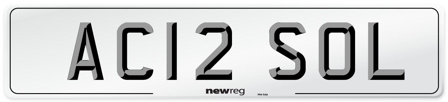 AC12 SOL Number Plate from New Reg